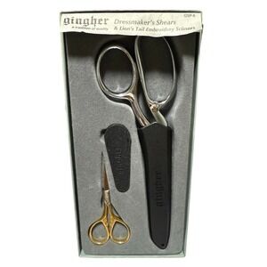 Gingher Dressmaker's Shears & Lion's Tail Embroidery Scissors GSP-6 -VTG -ITALY